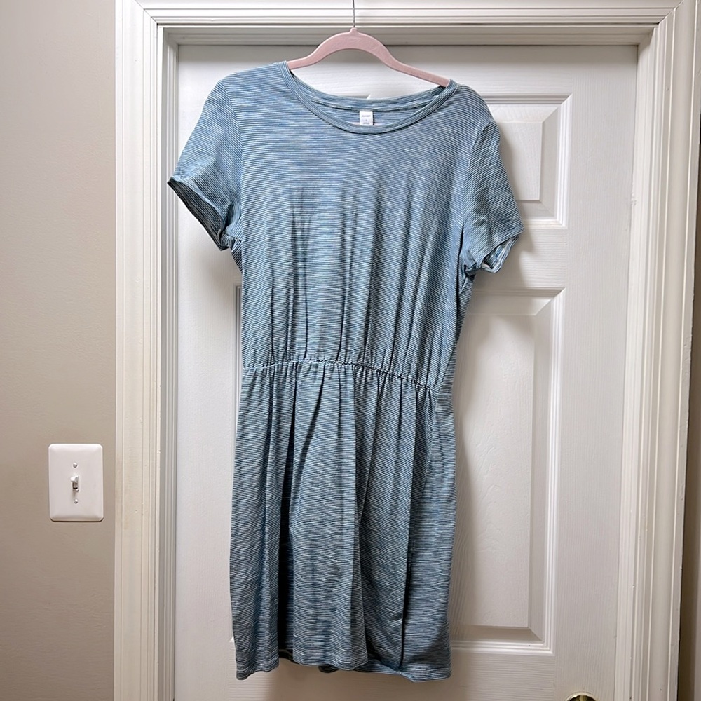 blue/white striped cotton dress